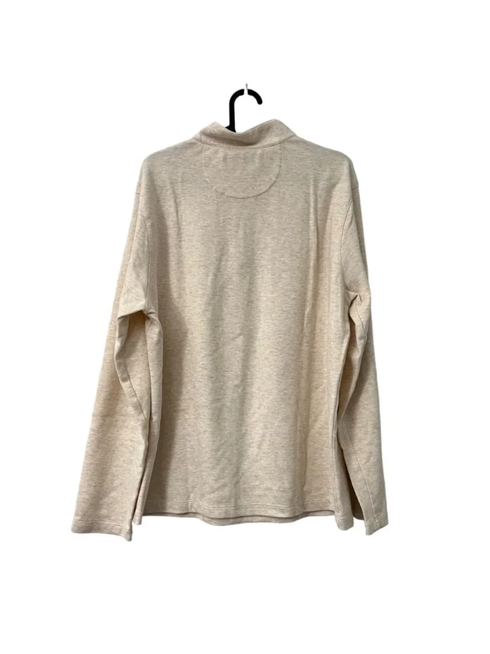 Mizzen Main Beige Cotton 1/4 Zip Pullover Sweater Preppy Mens Size Large